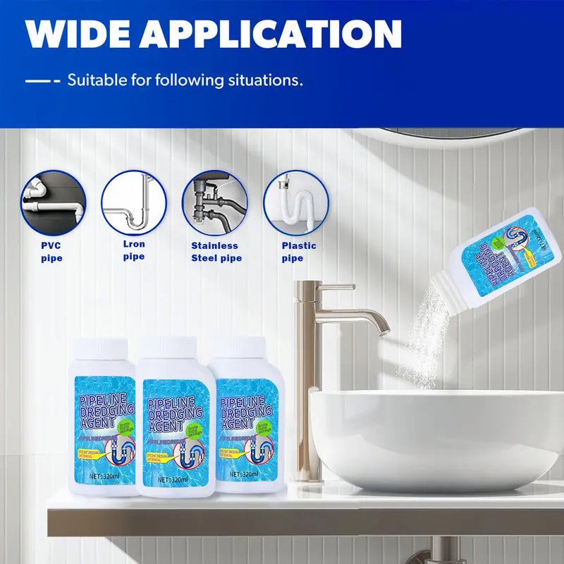 Powerful Pipe Dredging Agent for Kitchen & Toilet Pipelines - Dissolves 200+ Blockages & Kills 99% of Bacteria - Safe for All Pipes & Garbage Disposals - Household